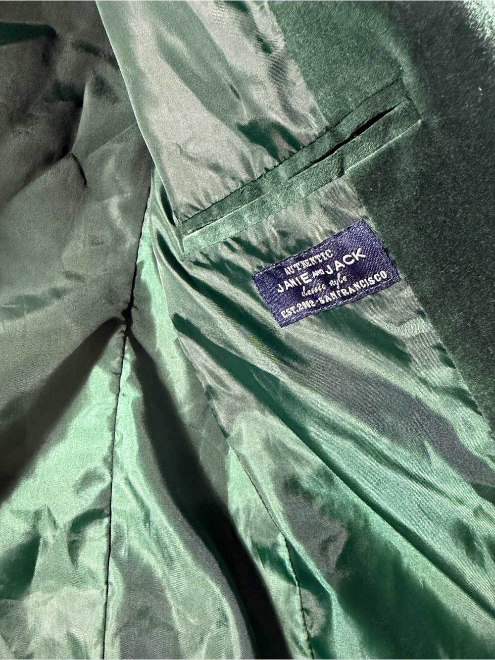 Janie and Jack Forest Green Velvet Blazer - Picture 3 of 8